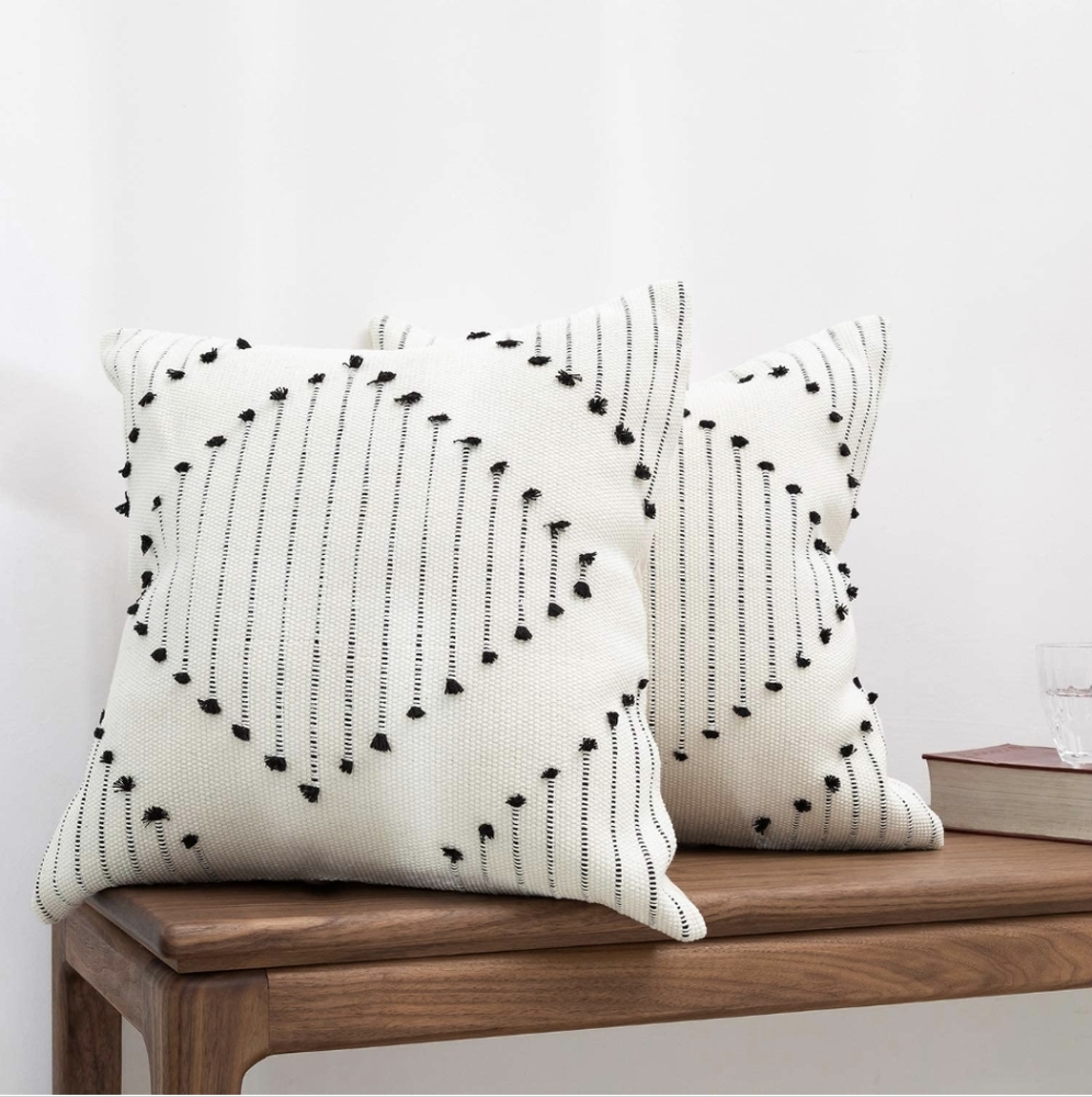 2 Boho Black and White Pillow Cases